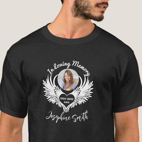 Custom In Loving Memory Angel Wings Photo T_Shirt