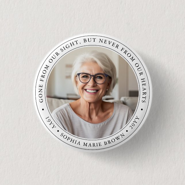 Custom In Loving Memory Funeral Memorial Tribute Button (Front)