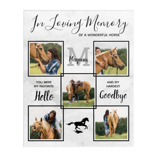 Custom In Loving Memory Pet Horse Memorial Photo Acrylic Print
