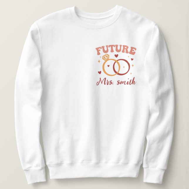Custom In My Engaged Era Retro Groovy Sweatshirt (Design Front)