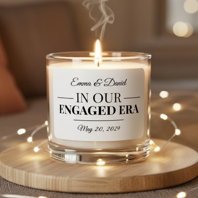 Custom In Our Engaged Era Candle Gift for Mr & Mrs (Candle Gift for Engagement Announcement, Personalized Typography Candle Gift for Bridal Party,)