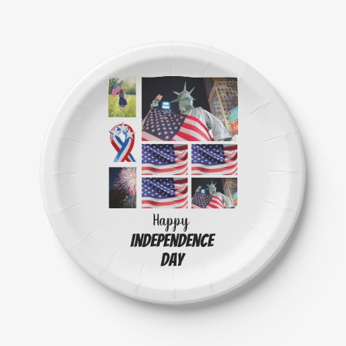 Custom Independence Day 8 Photo Collage  Paper Plates