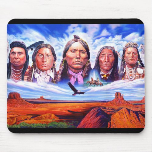 Custom Indian Chiefs Native Americans Painting Mouse Pad