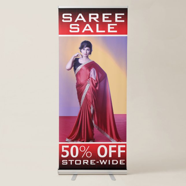 Custom Indian Women Fashion Saree Sale Retractable Banner (Front)