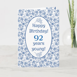 Custom Indigo Blue on White Floral Birthday Card