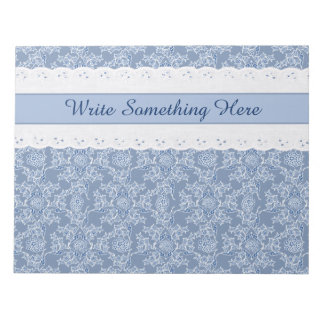 Custom Indigo Ethnic Floral Faux Lace Notepad