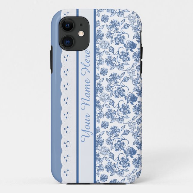 Custom Indigo Floral Faux Lace iPhone 5/5s Case (Back)