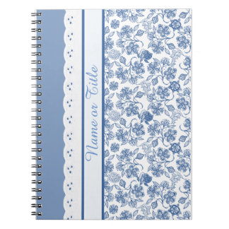 Custom Indigo Floral Faux Lace Notebook or Journal