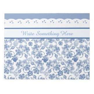 Custom Indigo Floral Faux Lace Notepad or Jotter