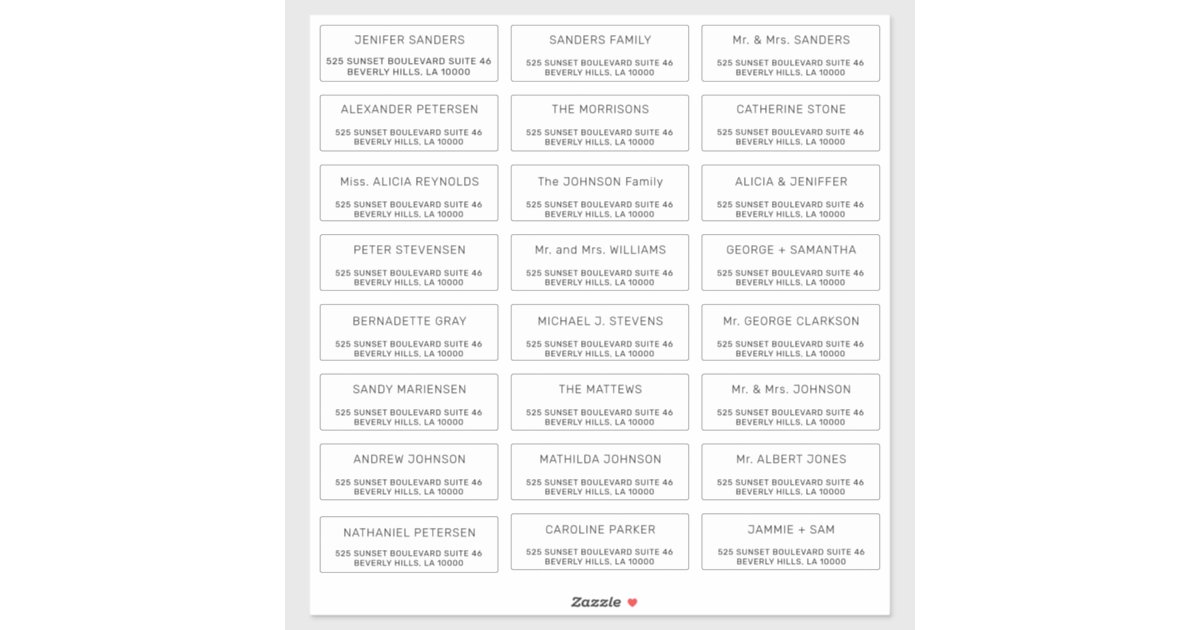 Custom individual guest mailing address labels Zazzle
