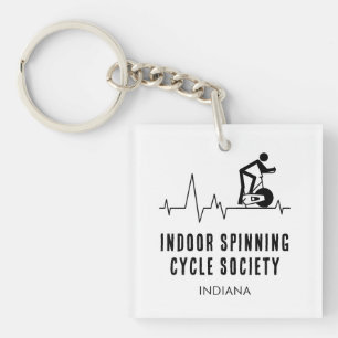 Custom Indoor Spinning Cycle Society Heartbeat Keychain