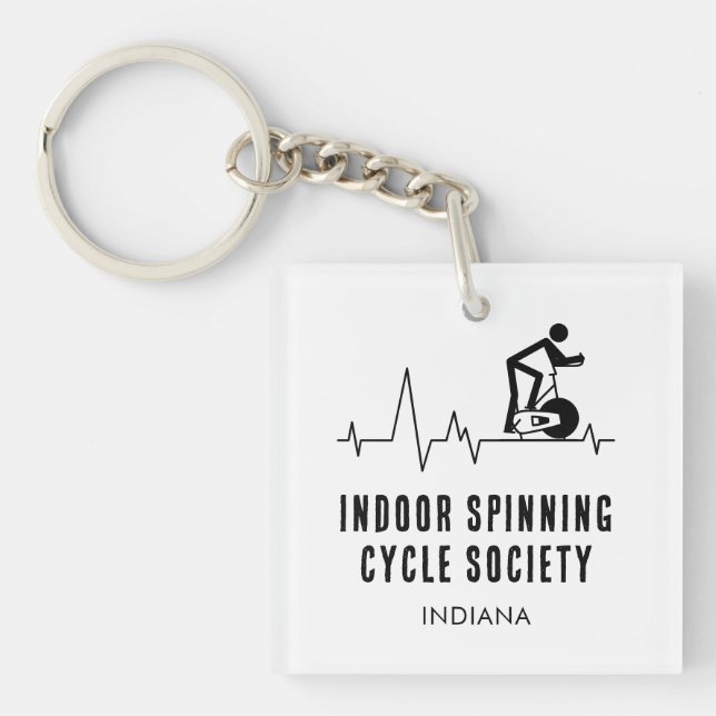 Custom Indoor Spinning Cycle Society Heartbeat Keychain (Front)