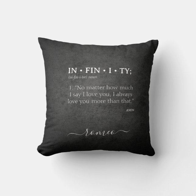 Custom INFINITY Love you more Dictionary Definitio Throw Pillow (Front)