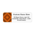 [ Thumbnail: Custom Info + Brown & Orange Squares Pattern Label ]
