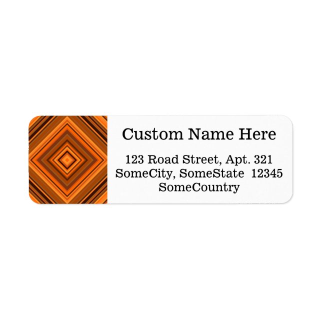 Custom Info + Brown & Orange Squares Pattern Label (Front)