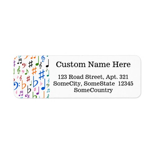 Custom Info Many Colorful Music Notes and Symbols Label