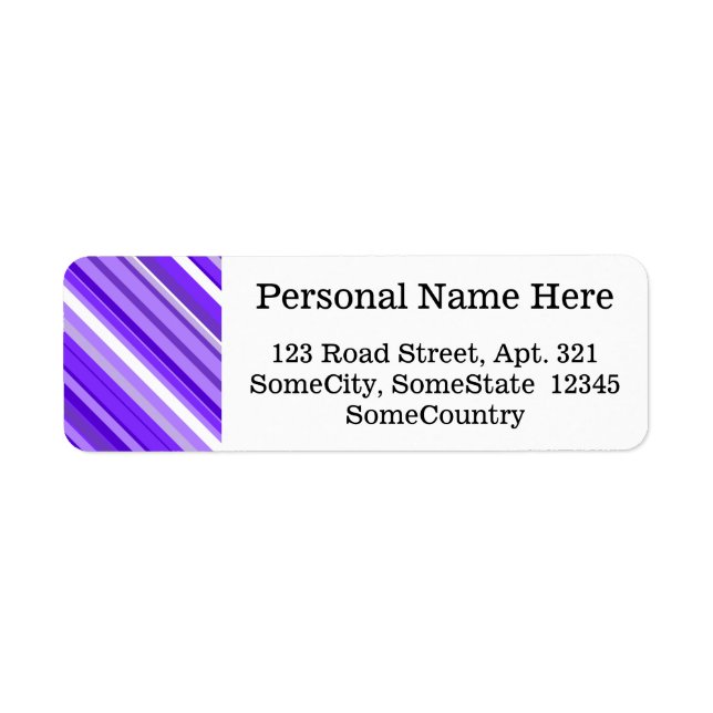 Custom Info + Purple and White Striped Pattern Label (Front)