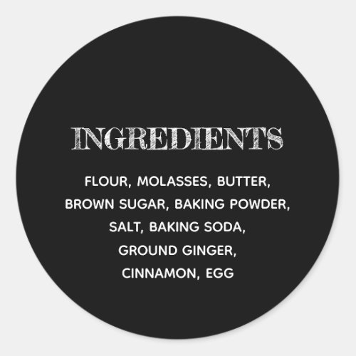 Custom Ingredients Black and White Classic Round Sticker