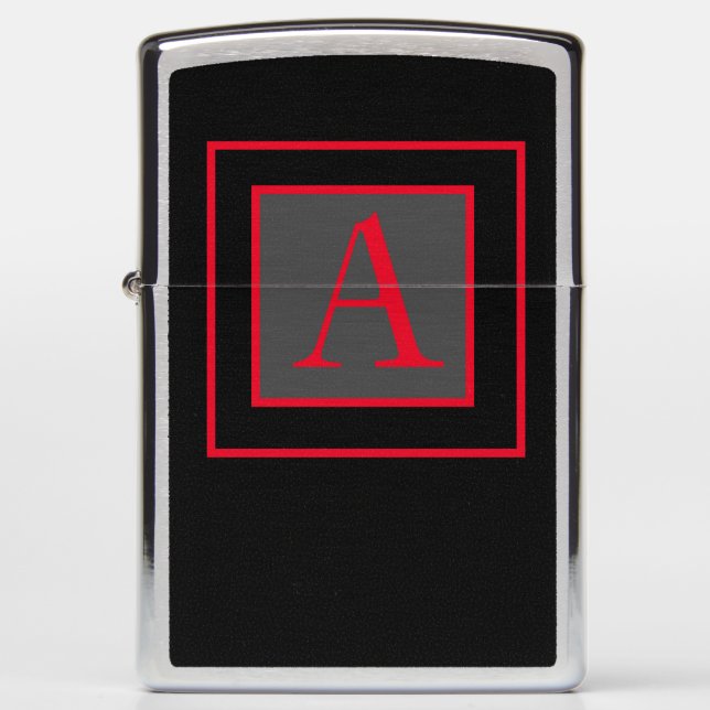 CUSTOM INITAL BLACK AND RED ZIPPO LIGHTER (Front)