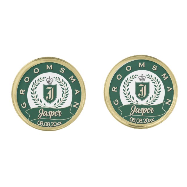 Custom Initial and Name Best Man Wedding Party Cufflinks (Front)