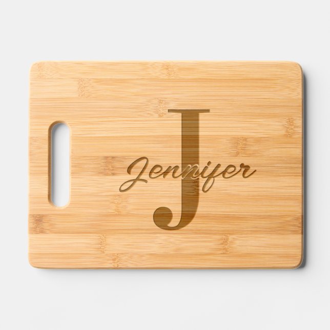 Custom Initial and Name  Engraved Cutting Board (Front)