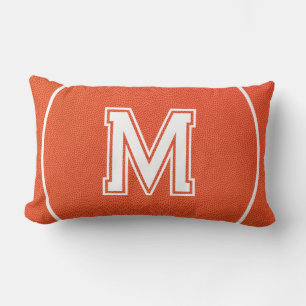 Custom Initial Basketball Textured Sports Lumbar Pillow