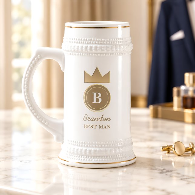 Custom Initial Best Man Keepsake Beer Stein (Creator Uploaded)
