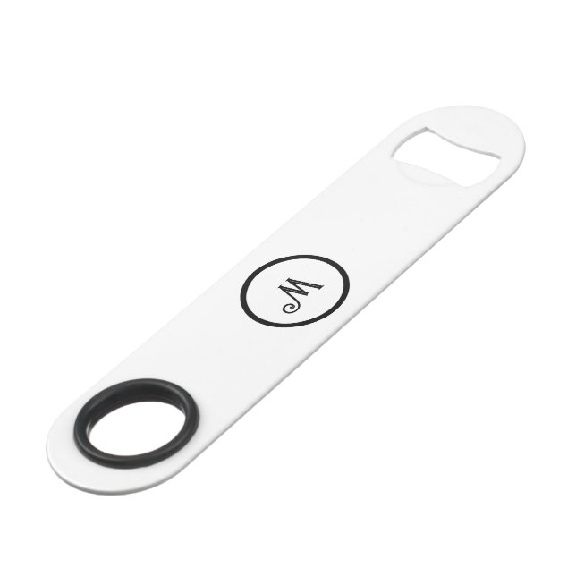 Custom initial black and white  bar key (Front Angled)