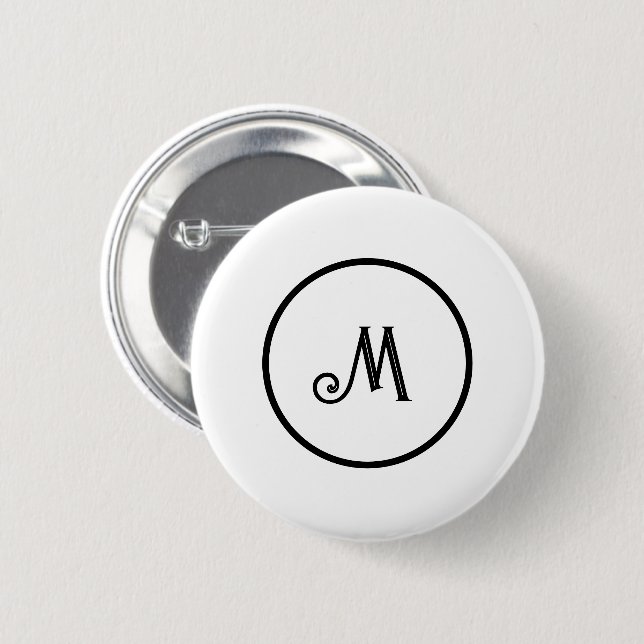 Custom initial black and white  button (Front & Back)