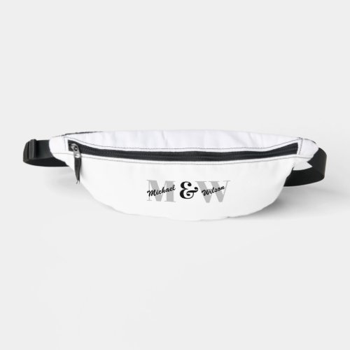 Custom Initial Black and White Monogram Fanny Pack