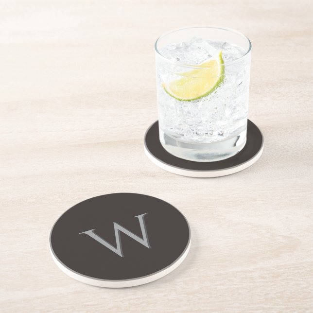 Custom Initial Black & Gray  Coaster (Side)