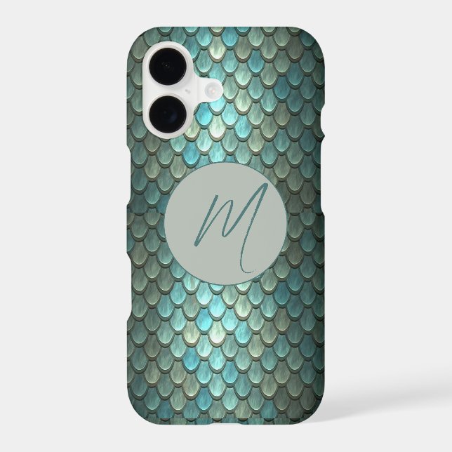 Custom initial blue scales textured iphone case (Back)