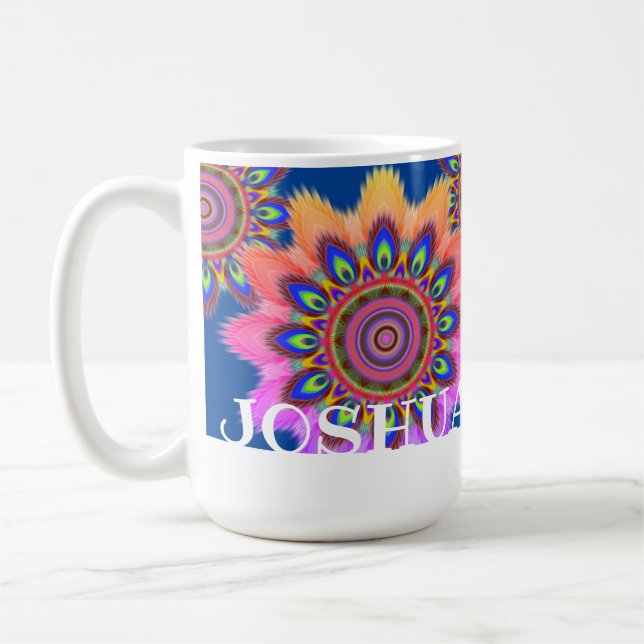 Custom initial BOHO coffee mug Mandala pattern (Left)