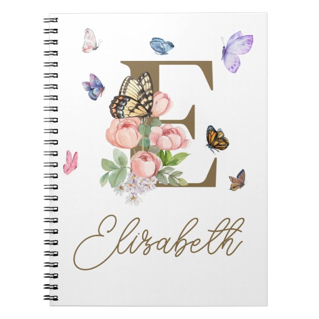 Custom Initial Butterfly Notebook Gift (Front)