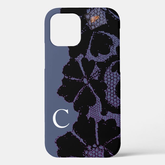  CUSTOM INITIAL CASE-MATE CASE BLACK LACE DESIGN (Back)
