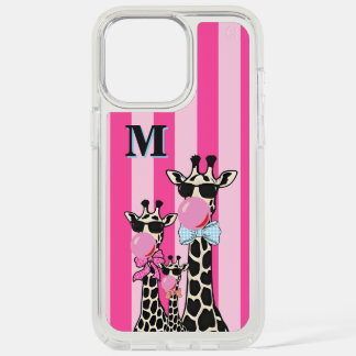 Custom Initial Cute Giraffe Phone Case  Bubble Gum