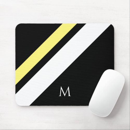 Custom initial diagonal lines black mouse pad