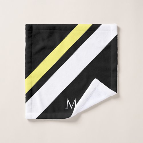 Custom initial diagonal lines black wash cloth