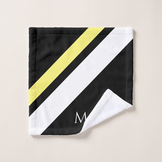 Custom initial diagonal lines black wash cloth (Wash Cloth)