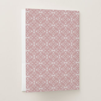 Custom Initial Dusty Rose Vector Pattern Pocket Folder