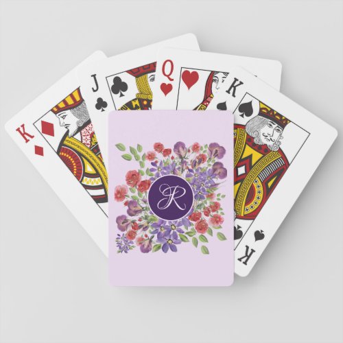 Custom Initial floral playing cards