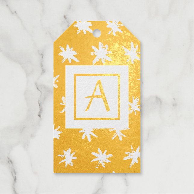 CUSTOM INITIAL FUN STARS Foil Gift Tag SET (Front)