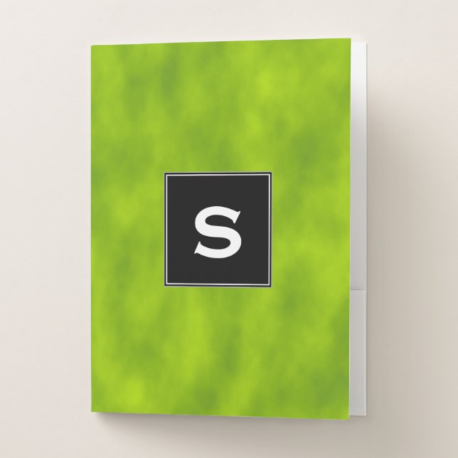 Custom Initial + Green Mist/Haze/Fog-Like Pattern Pocket Folder (Front)