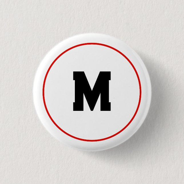 Custom initial in red ring button (Front)