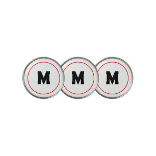 Custom initial in red ring golf ball marker