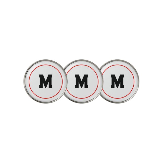 Custom initial in red ring golf ball marker (3 Up)