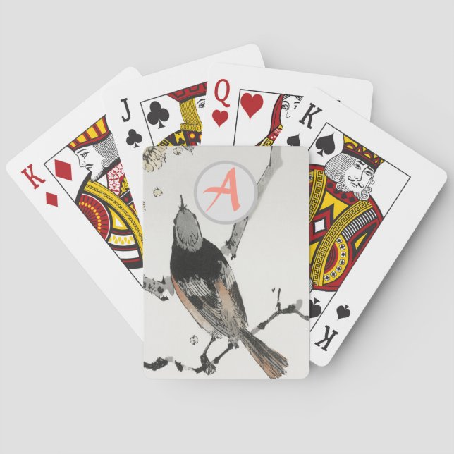 CUSTOM INITIAL JAPANESE BIRD Classic Playing Cards (Back)