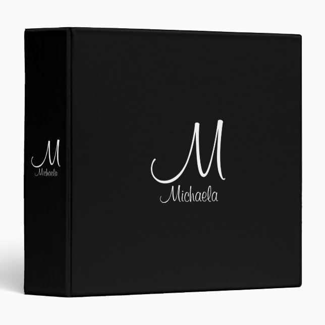 Custom Initial Letter Monogram Template Modern 3 Ring Binder (Front/Spine)