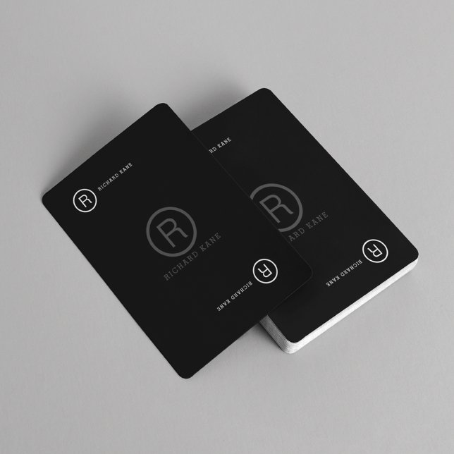 Custom Initial Letter & Name BLACK Poker Cards ( modern monogram)