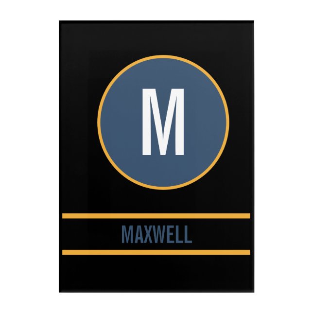 Custom initial letter name monogram acrylic print (Front)